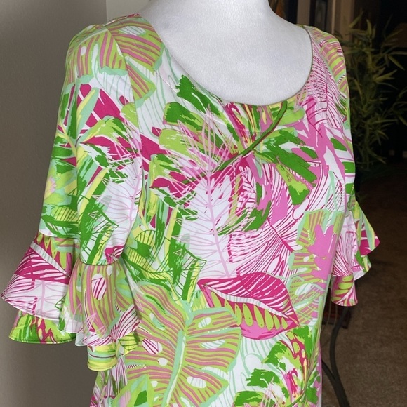 Pappagallo Erika Flutter Sleeve Tropical Mini Dress size S - Picture 3 of 8
